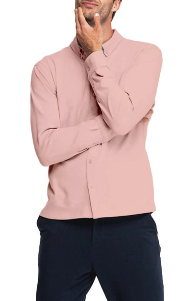 Shop Swet Tailor Swet Tailer Mindful Knit Button-down Shirt In Pearl Blush