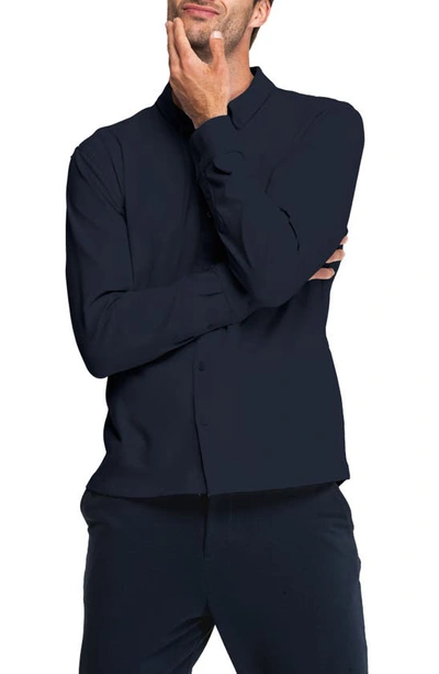 Shop Swet Tailor Swet Tailer Mindful Knit Button-down Shirt In Navy