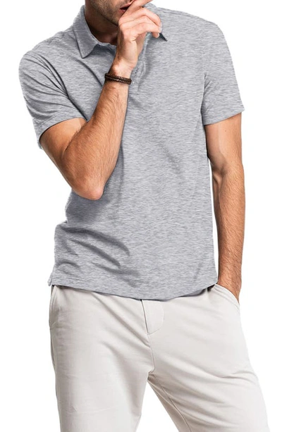Shop Swet Tailor Stretch Cotton Polo In Heather Grey