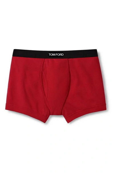 Shop Tom Ford Cotton Stretch Jersey Boxer Briefs In Red