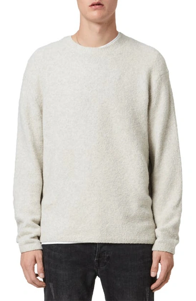 Shop Allsaints Eamont Cotton Blend Crewneck Sweater In Ecru