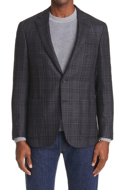 Shop Canali Kei Classic Fit Plaid Silk & Wool Sport Coat In Black