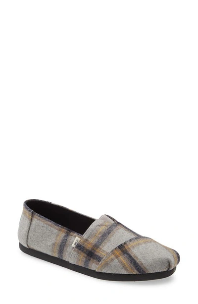 Shop Toms Classic Canvas Slip-on In Grey Plaid