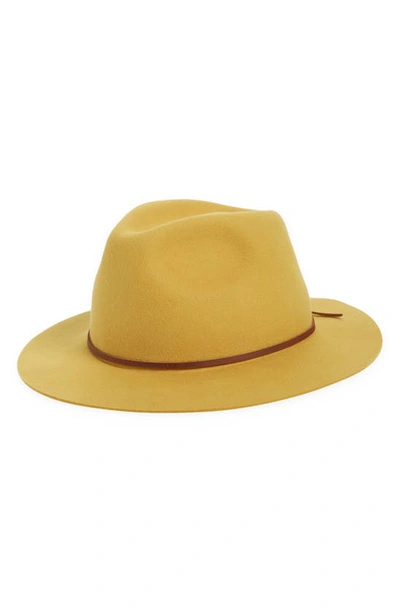 Shop Brixton Wesley Packable Felted Wool Fedora In Sunset Yellow