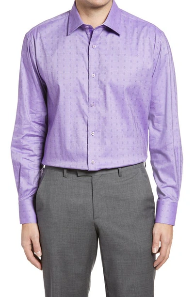 Shop English Laundry Trim Fit Dot Dress Shirt In Purple