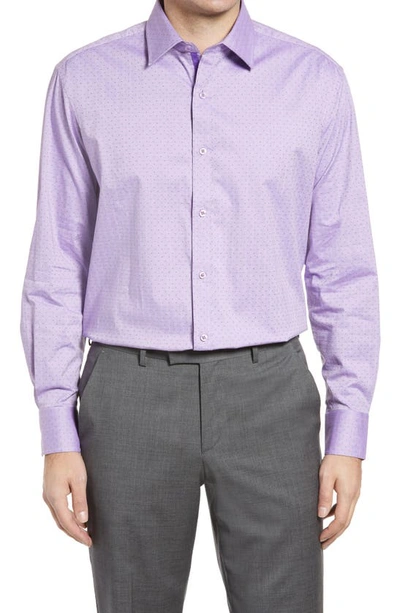 Shop English Laundry Trim Fit Dot Dress Shirt In Purple