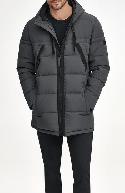 Shop Marc New York Holden Water Resistant Down & Feather Fill Quilted Coat In Charcoal