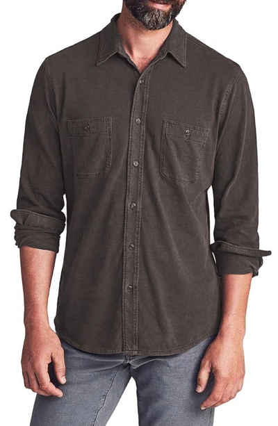 Shop Faherty Knit Seasons Organic Cotton Button-up Shirt In Washed Black