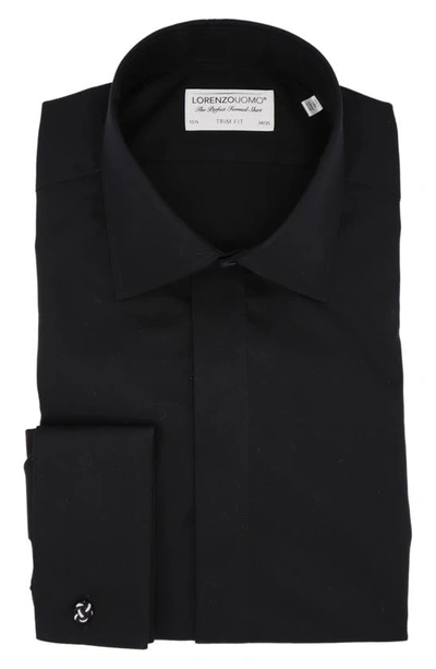 Shop Lorenzo Uomo Trim Fit Solid Tuxedo Shirt In Black