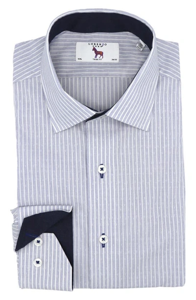 Shop Lorenzo Uomo Trim Fit Stretch Stripe Dress Shirt In Light Blue/ White