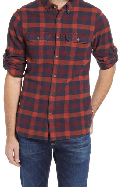 Fjall Raven Fjällräven Skog Trim Fit Plaid Cotton Flannel Button-down Shirt In Navy