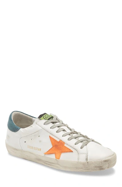 Shop Golden Goose Super Star Sneaker In White Leather/ Apricot Star