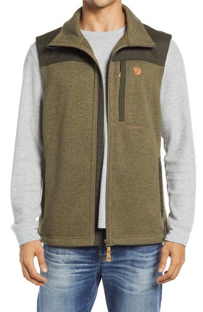 Shop Fjall Raven Buck Fleece Zip Vest In Laurel Green Deep Forest