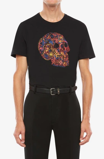 Shop Alexander Mcqueen London Skull Graphic Tee In Black/ Mix