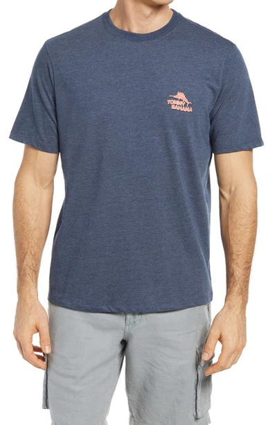 Shop Tommy Bahama Fish You Were Here Graphic Tee In Navy Heather