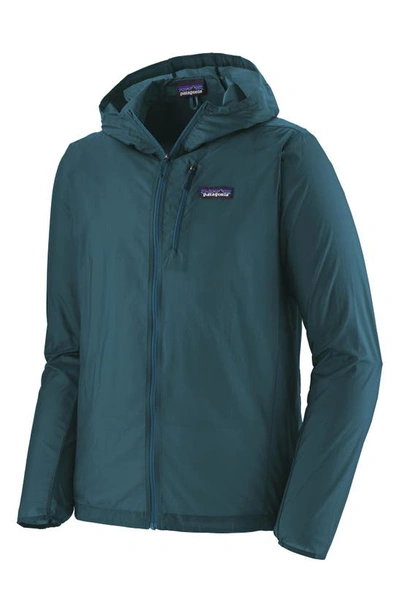 Shop Patagonia Houdini Water Repellent Hooded Jacket In Crater Blue