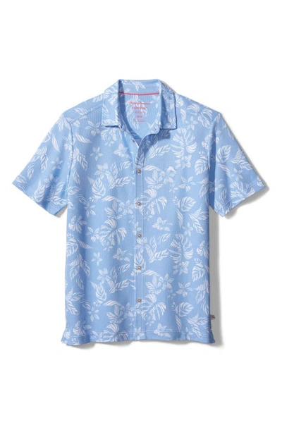 Shop Tommy Bahama Napali Palms Short Sleeve Pique Button-up Shirt In Light Sky