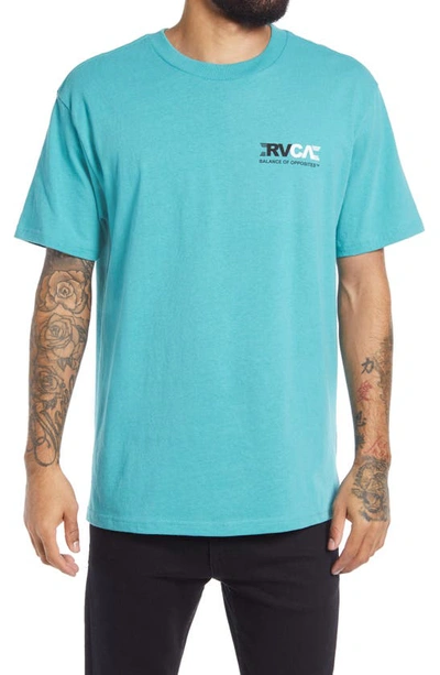 Shop Rvca Industry Flip Logo Graphic Tee In Teal