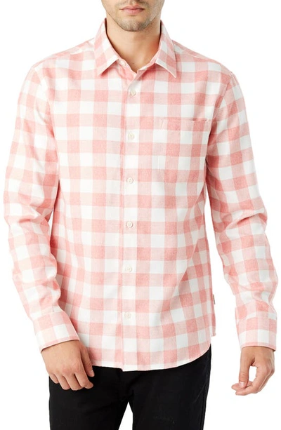 Shop 7 Diamonds Sparrow Trim Fit Flannel Shirt In Coral/ White