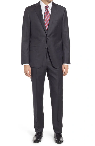 Shop Hickey Freeman Infinity Solid Wool Suit In Charcoal
