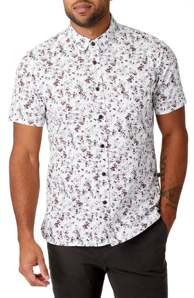 Shop 7 Diamonds Good Vibes Floral Short Sleeve Button-up Shirt In White