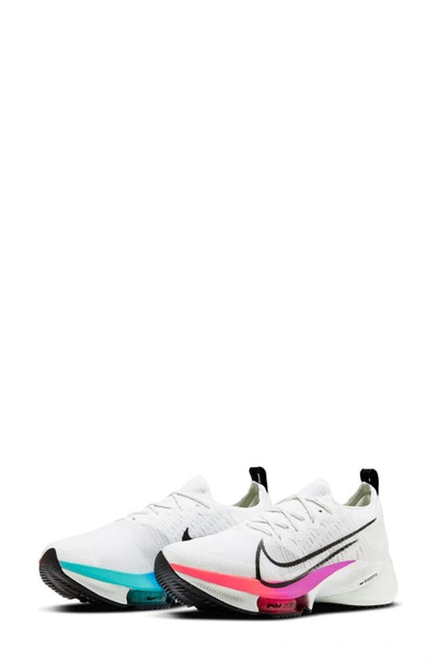 Shop Nike Air Zoom Tempo Next% Running Shoe In White/ Flash Crimson/ Volt