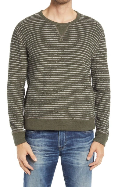 Shop Rails Heston Reversible Stripe Crewneck Sweater In Olive Heather Grey Stripe