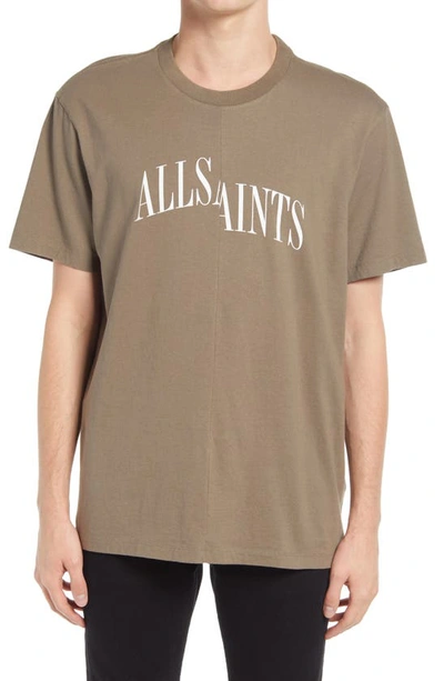 Shop Allsaints Dropout Graphic T-shirt In Washed Khaki Brown
