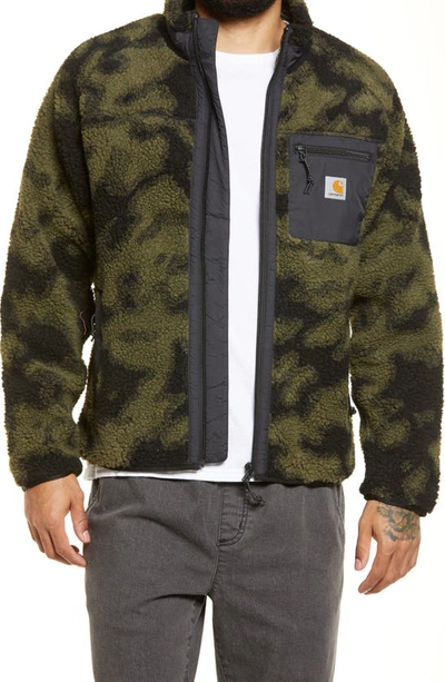 Shop Carhartt Prentis Camo Fleece Jacket In Camo Blur Green