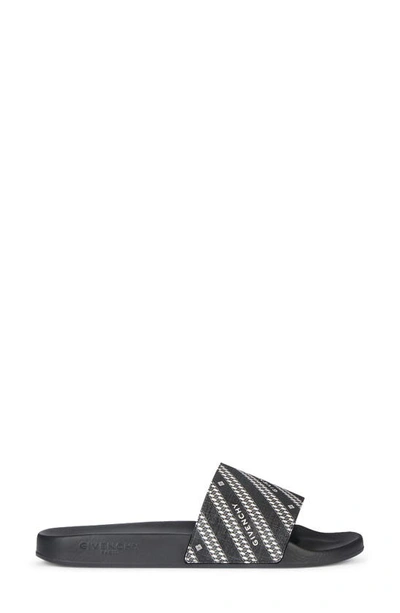 Shop Givenchy Logo Stripe Slide Sandal In Black/white Stripe