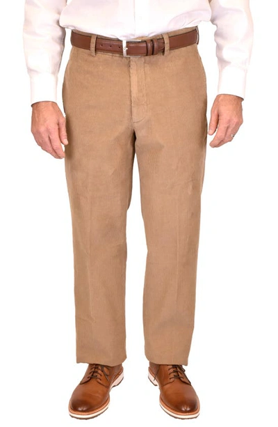 Shop Berle Flat Front Corduroy Dress Pants In Khaki