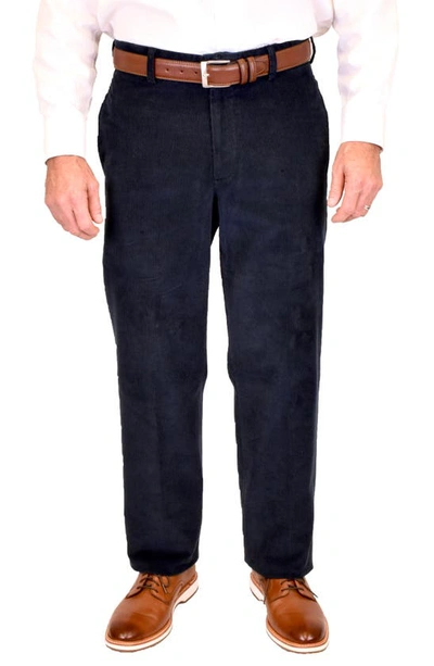 Shop Berle Charleston Khakis Flat Front 14 Wale Corduroy Dress Pants In Navy