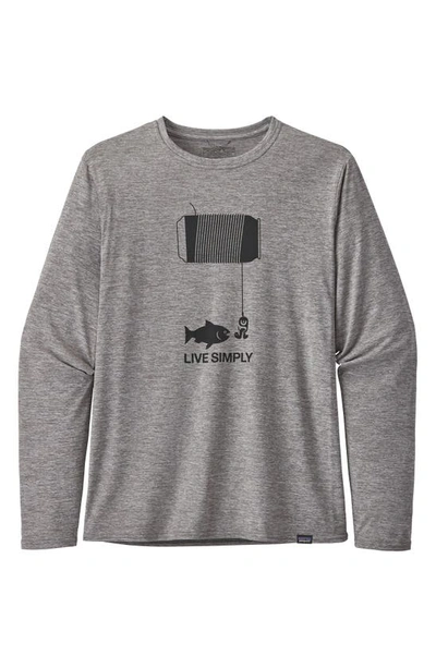 Shop Patagonia Capilene Cool Daily Long Sleeve T-shirt In Live Simply Happy Grey