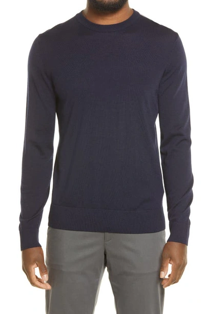 Shop Hugo Boss Micolai Wool Blend Crewneck Sweater In Dark Blue