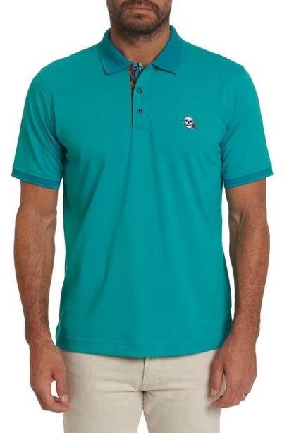 Shop Robert Graham Easton Classic Fit Skull Applique Polo In Light Turquoise