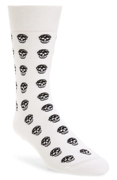 Shop Alexander Mcqueen Skull Short Socks In White/ Black