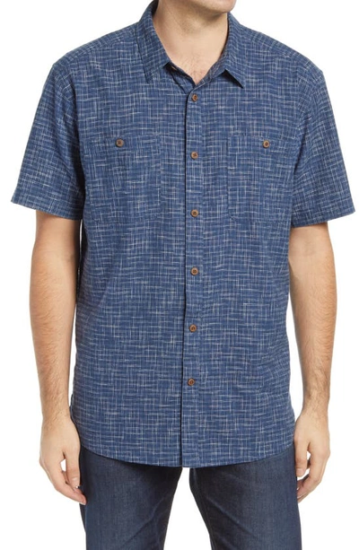 Shop Patagonia 'back Step' Regular Fit Check Short Sleeve Sport Shirt In Trails/ Stone Blue