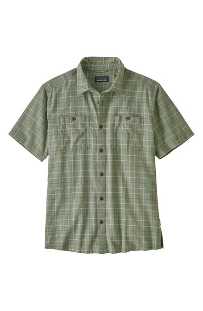 Shop Patagonia 'back Step' Regular Fit Check Short Sleeve Sport Shirt In Harvester/ Ellwood Green