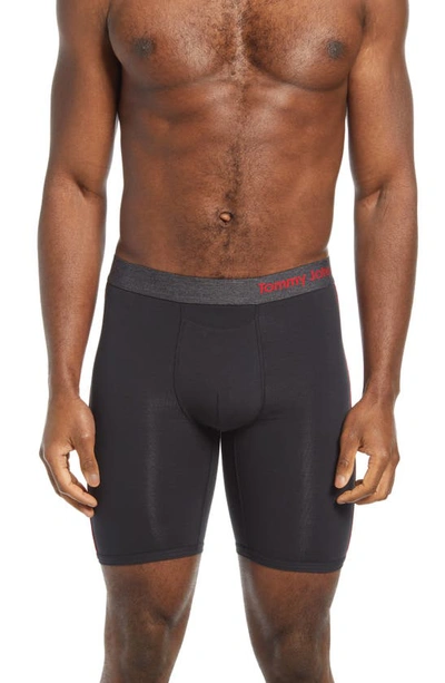 Shop Tommy John Cool Cotton Performance Boxer Briefs In Black W Haute Red Taping