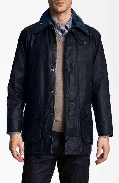 Shop Barbour 'beaufort' Regular Fit Weatherproof Waxed Jacket In Navy