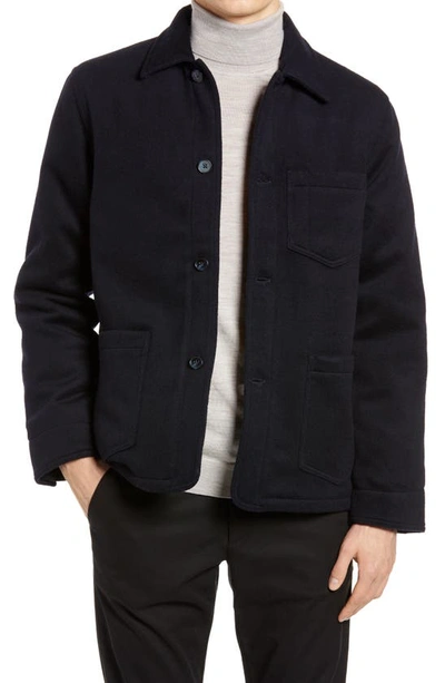 Shop Officine Generale Wool & Cashmere Chore Jacket In Navy