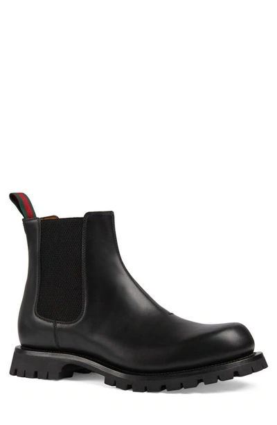 Shop Gucci Kyra Chelsea Boot In Black/ Black