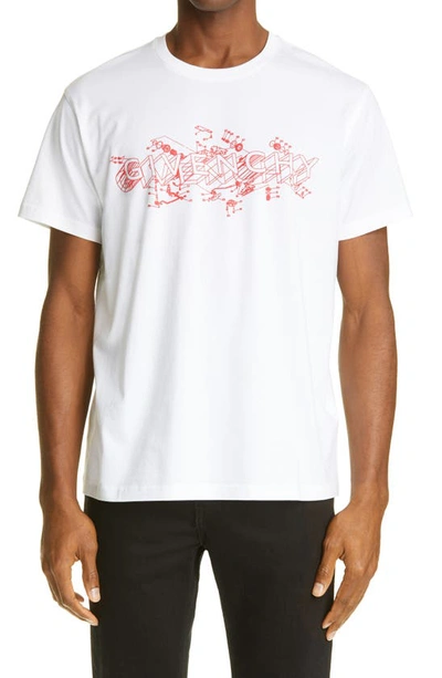 Shop Givenchy Neon Lights Logo Cotton Tee In White