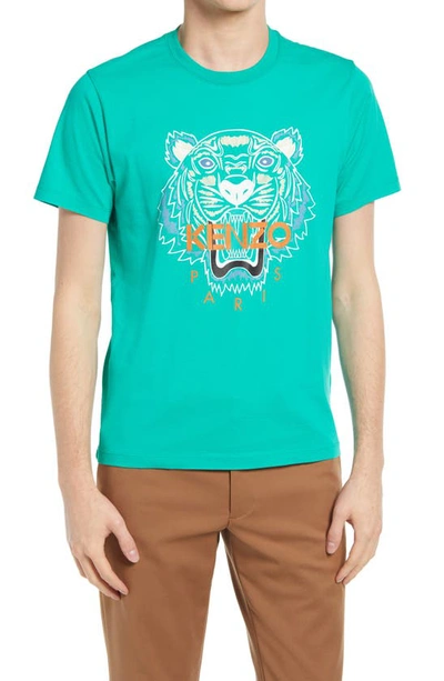 Shop Kenzo Classic Tiger Graphic Tee In Mint