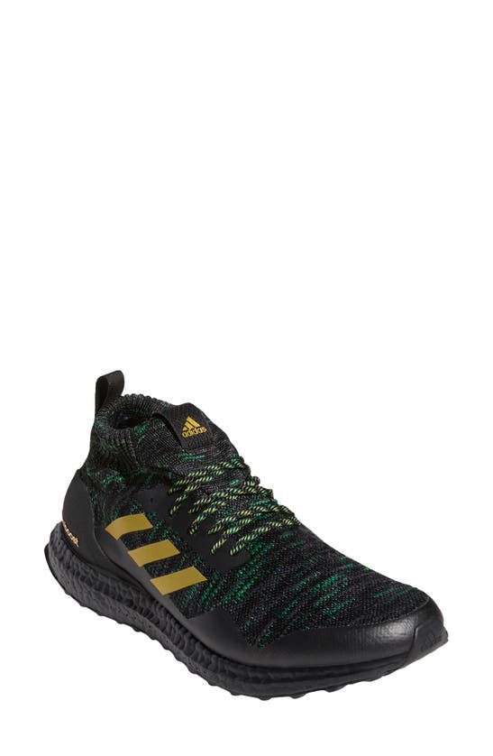 Adidas Originals Ultraboost Dna Mid Top Running Shoe In Black Gold Green Modesens