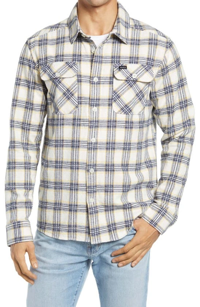 Shop Rvca That'll Work Regular Fit Plaid Flannel Button-up Shirt In Antique White