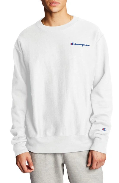 Shop Champion Reverse Weave Crewneck Sweatshirt In White