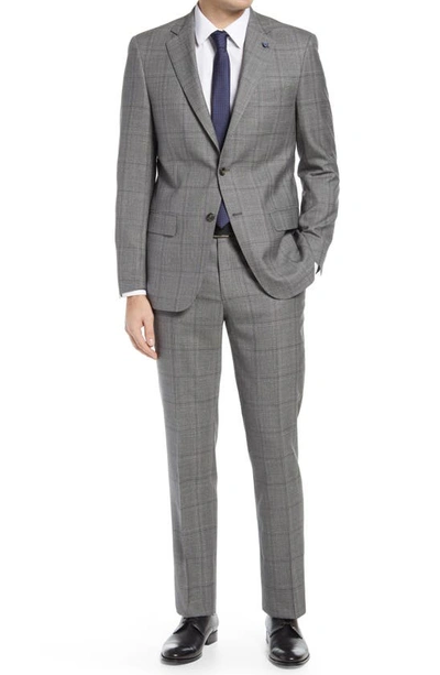 Shop Hart Schaffner Marx New York Plaid Windowpane Plaid Suit In Grey