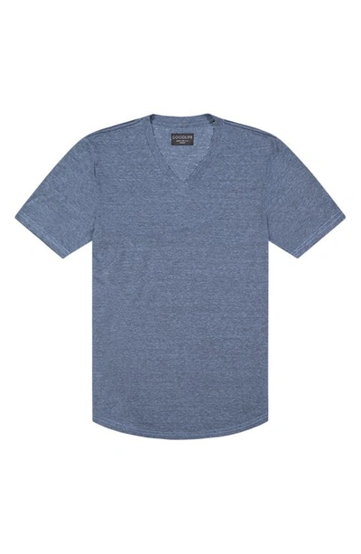 Shop Goodlife Overdyed Tri-blend Scallop V-neck T-shirt In Blue Bell