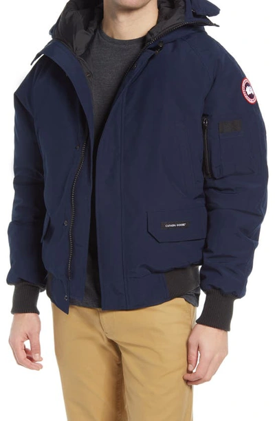 Shop Canada Goose Chilliwack 625 Fill Power Down Hooded Bomber Jacket In Atlantic Navy